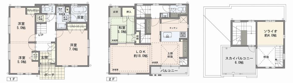 Floor plan. (C mansion), Price 56,800,000 yen, 4LDK+S, Land area 85.96 sq m , Building area 105.28 sq m