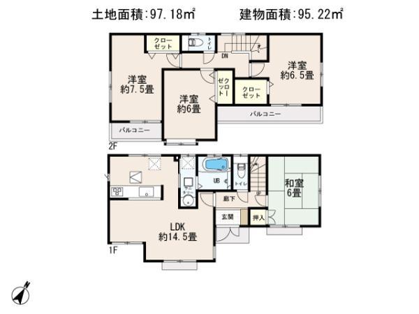 Floor plan. 25,800,000 yen, 4LDK, Land area 97.18 sq m , Priority to the present situation is if it is different from the building area 95.22 sq m drawings