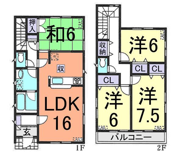 Floor plan. 19,800,000 yen, 4LDK, Land area 164.14 sq m , Water purifier with the building area of ​​98.82 sq m open-minded counter kitchen