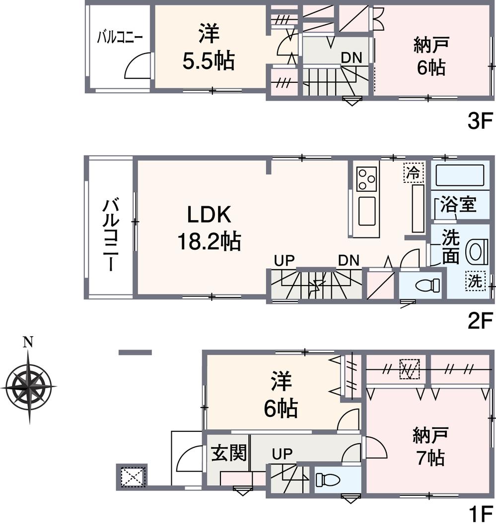 Floor plan. (A Building), Price 43,800,000 yen, 2LDK+2S, Land area 72.73 sq m , Building area 110.5 sq m