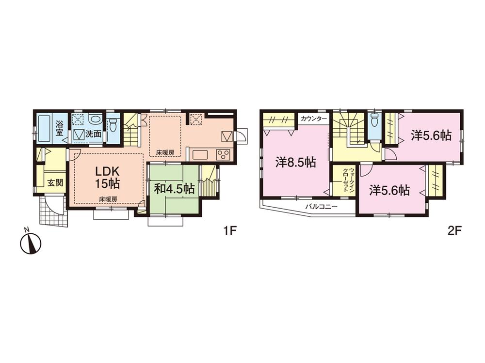 Floor plan. (Building 2), Price 36,700,000 yen, 4LDK, Land area 141.17 sq m , Building area 95.11 sq m