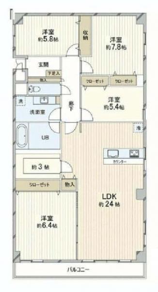 Floor plan. 4LDK+S, Price 36,880,000 yen, Footprint 102.07 sq m , Balcony area 11.03 sq m