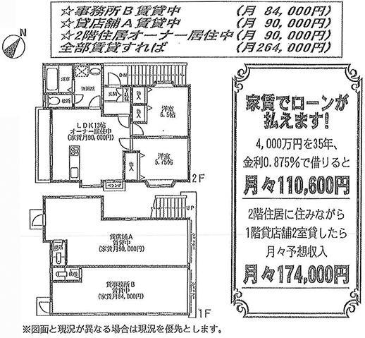 Floor plan. 44 million yen, 2LDK, Land area 95.36 sq m , Face-to-face and remodeling the building area 112.82 sq m kitchen!