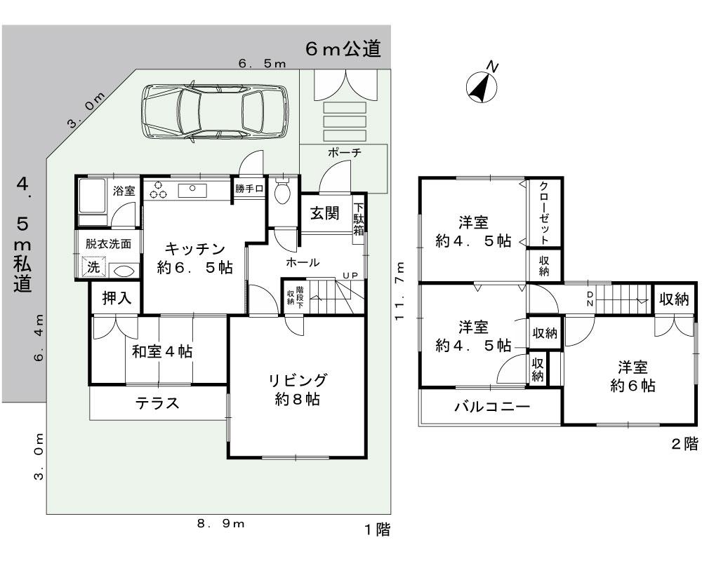 Compartment figure. Land price 32,800,000 yen, Land area 100.04 sq m northwest southwest corner lot