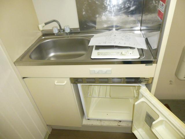 Kitchen. 1-burner stove and a mini fridge