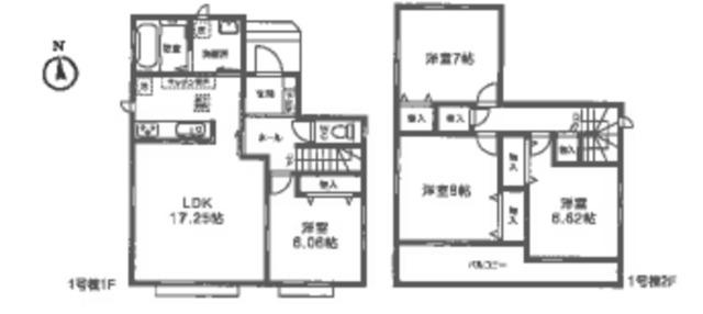 Floor plan. (1 Building), Price 28.8 million yen, 4LDK, Land area 136.21 sq m , Building area 104.54 sq m