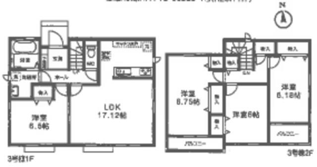 Floor plan. (3 Building), Price 26,800,000 yen, 4LDK, Land area 141.42 sq m , Building area 103.81 sq m