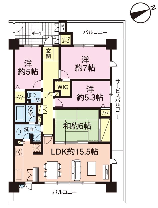 Floor plan. 4LDK, Price 37,700,000 yen, Occupied area 86.59 sq m , Balcony area 28.75 sq m floor plan