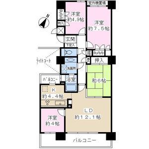 Floor plan. 4LDK, Price 21,800,000 yen, Occupied area 87.37 sq m , Balcony area 14.1 sq m