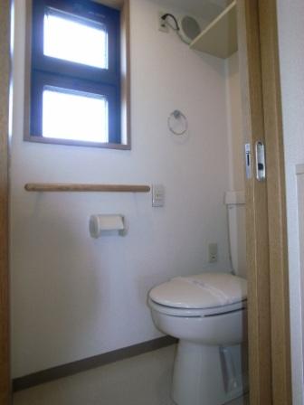 Toilet. With window, Handrail toilet