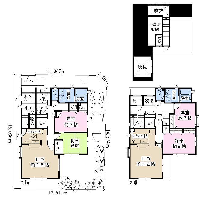 Floor plan. 115 million yen, 2LLDDKK, Land area 198.64 sq m , Building area 184.4 sq m