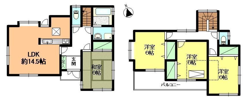 Floor plan. 33,300,000 yen, 4LDK, Land area 110.6 sq m , Building area 97.29 sq m 4LDK + Grenier (attic storage)