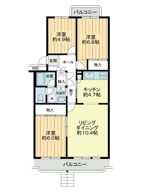 Floor plan. 3LDK, Price 11.8 million yen, Occupied area 73.62 sq m , Balcony area 9.46 sq m