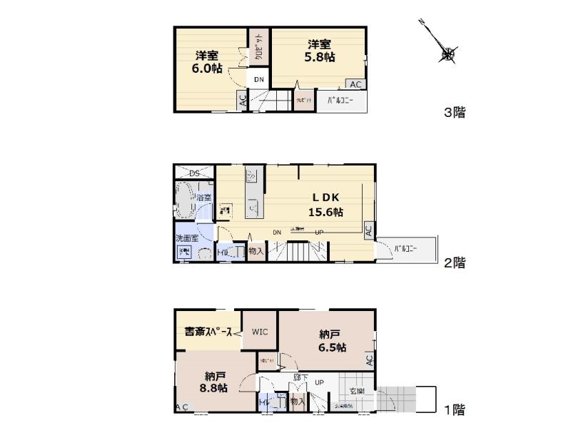 Floor plan. (A Building), Price 37,800,000 yen, 2LDK+2S, Land area 83.43 sq m , Building area 102.85 sq m