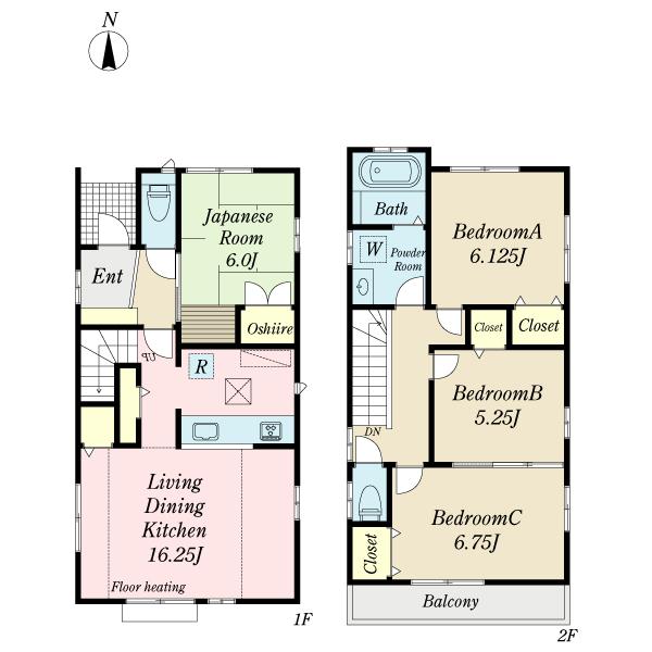 Floor plan. (3 Building), Price 35,800,000 yen, 4LDK, Land area 121.95 sq m , Building area 96.26 sq m
