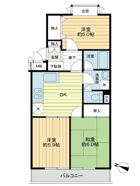 Floor plan. 3DK, Price 18,800,000 yen, Occupied area 55.11 sq m , Balcony area 5.5 sq m