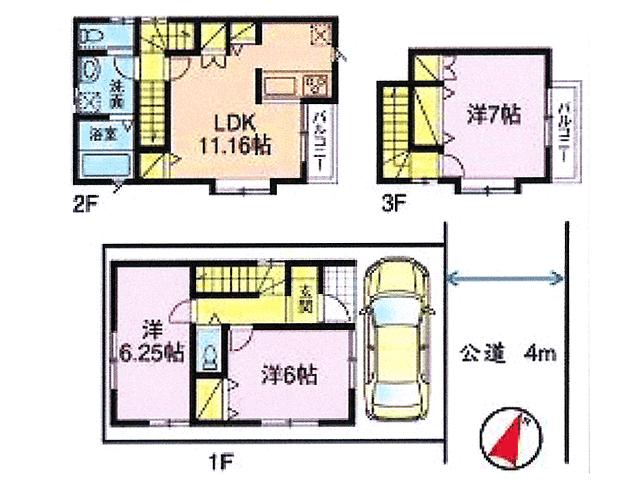 Floor plan. 31,800,000 yen, 3LDK, Land area 55.26 sq m , Building area 78.16 sq m