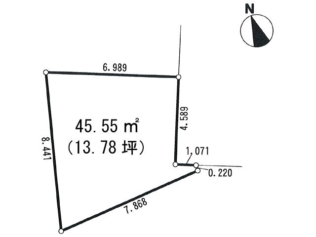 Compartment figure. Land price 11,024,000 yen, Land area 45.55 sq m