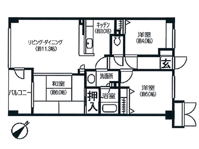 Floor plan. 3LDK, Price 23.8 million yen, Footprint 63.7 sq m , Balcony area 4.5 sq m