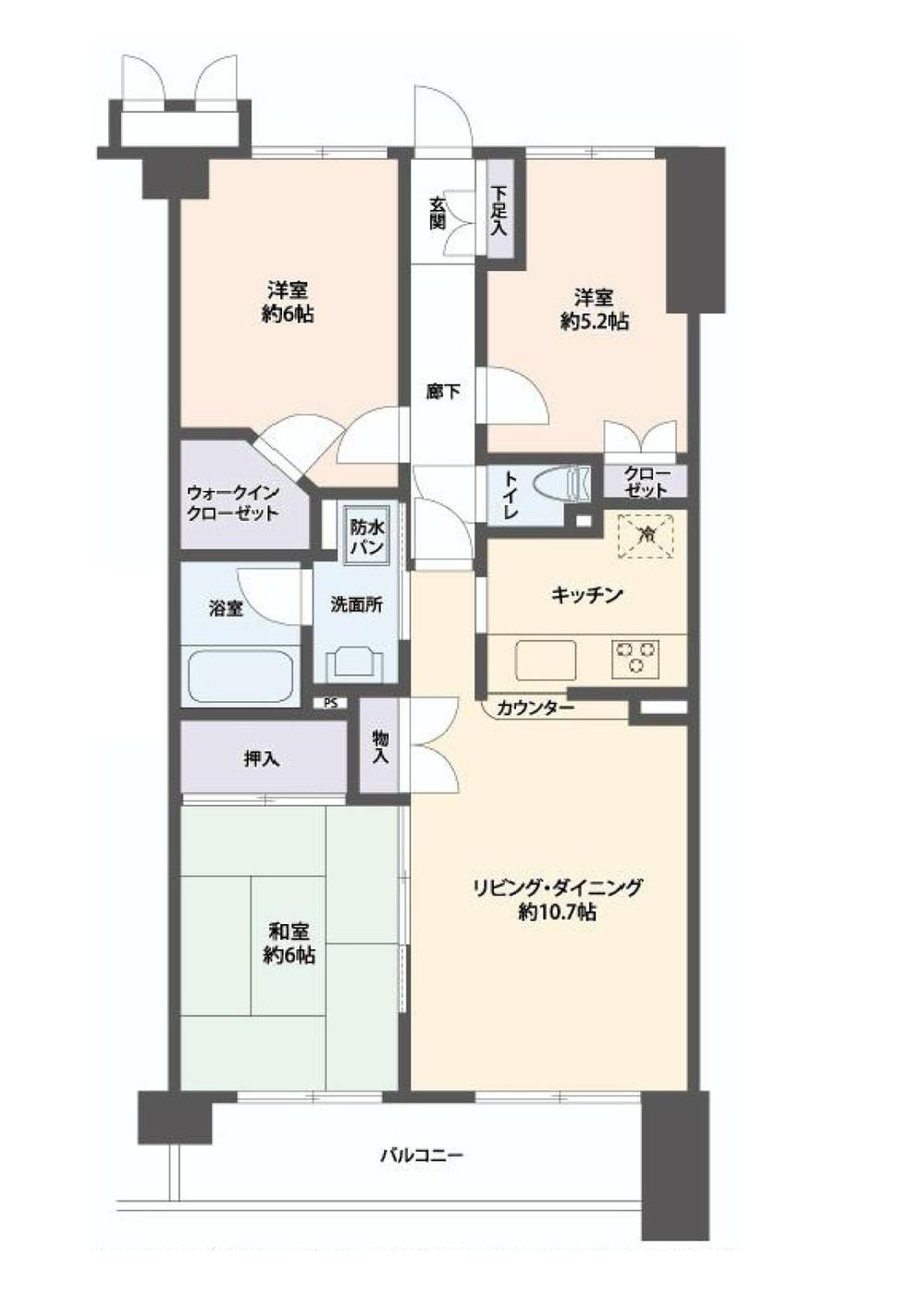 Floor plan. 3LDK, Price 28.8 million yen, Footprint 67.8 sq m , Balcony area 9 sq m