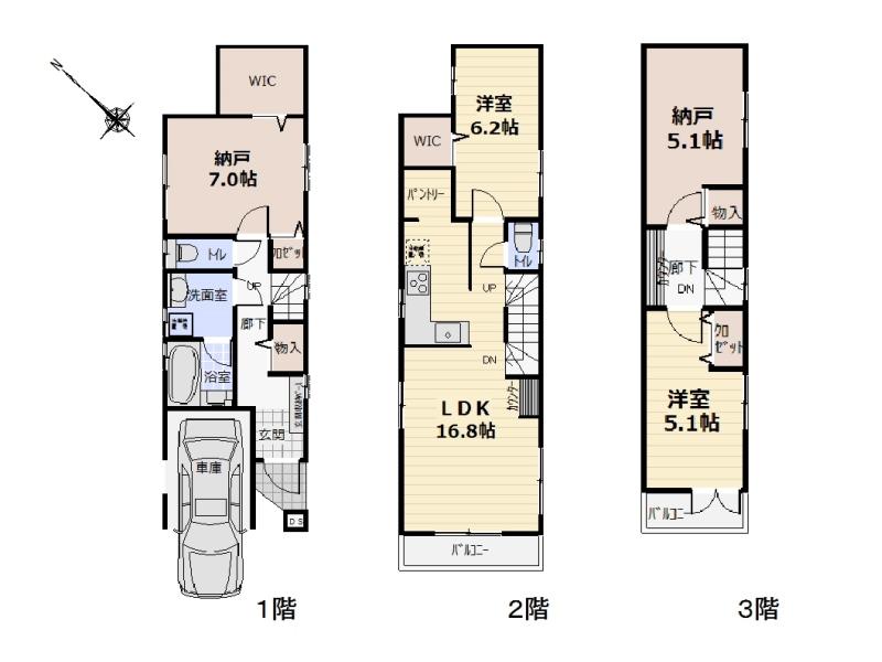 Floor plan. (F Building), Price 41,800,000 yen, 2LDK+2S, Land area 73.56 sq m , Building area 110.15 sq m