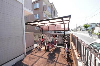 Other common areas. Bicycle parking lot with a roof