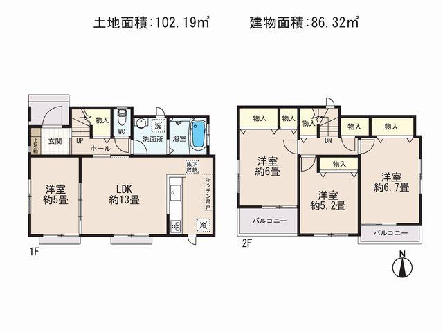 Floor plan. 23.8 million yen, 4LDK, Land area 102.19 sq m , Building area 86.32 sq m floor plan