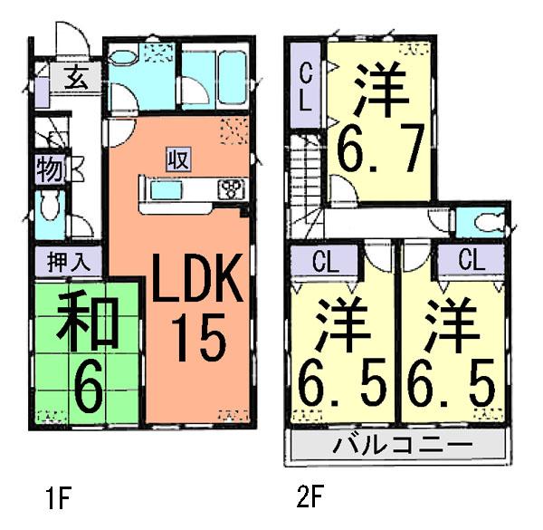Floor plan. (Building 2), Price 41,800,000 yen, 4LDK, Land area 115.68 sq m , Building area 93.55 sq m
