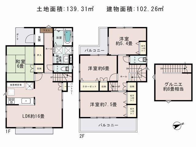 Floor plan. (8 Building), Price 31,800,000 yen, 4LDK, Land area 139.31 sq m , Building area 102.26 sq m