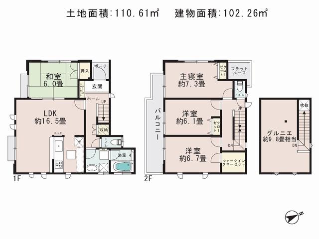 Floor plan. (10 Building), Price 35,800,000 yen, 3LDK, Land area 110.61 sq m , Building area 102.26 sq m