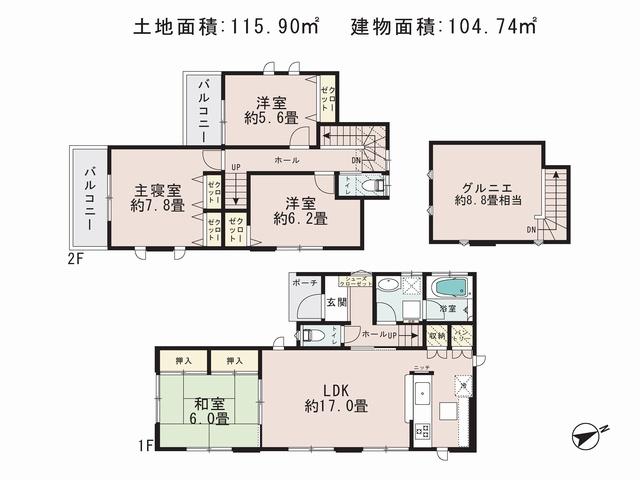 Floor plan. (11 Building), Price 34,800,000 yen, 4LDK, Land area 115.9 sq m , Building area 104.74 sq m
