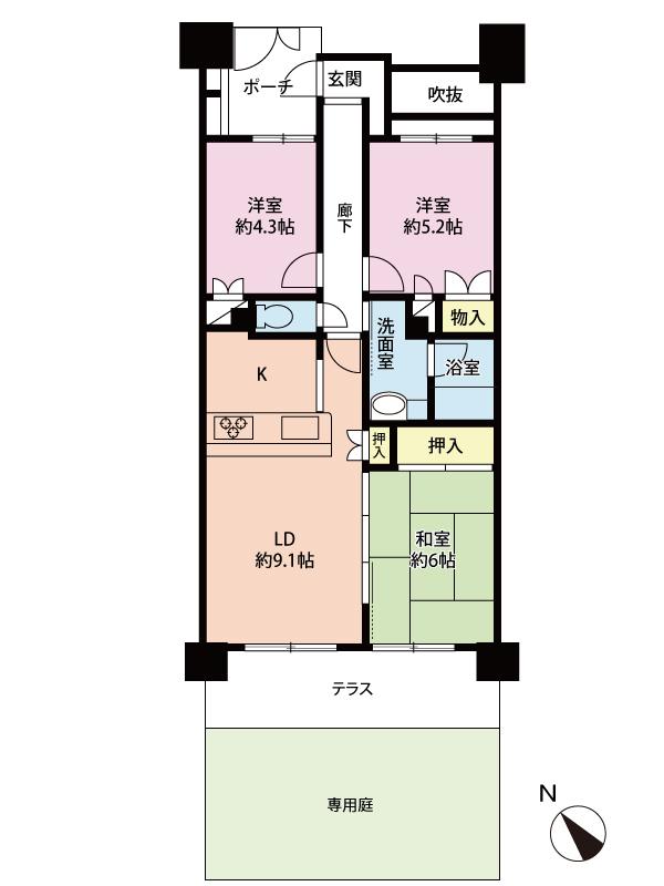 Floor plan. 3LDK, Price 32,900,000 yen, Occupied area 62.98 sq m