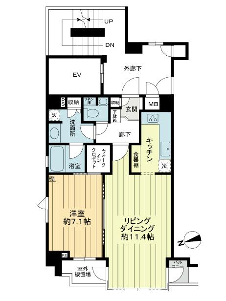 Floor plan. 1LDK, Price 23.8 million yen, Footprint 51.1 sq m , Balcony area 1.37 sq m