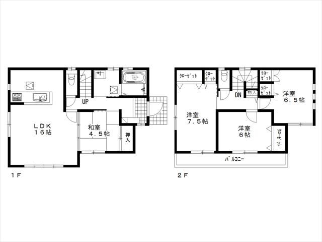 Floor plan. (1 Building), Price 51,800,000 yen, 4LDK, Land area 103.05 sq m , Building area 96.39 sq m