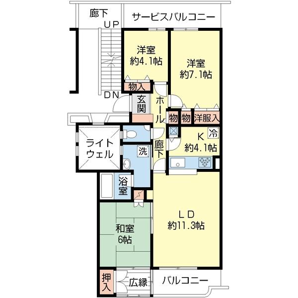 Floor plan. 3LDK, Price 13.5 million yen, Occupied area 75.64 sq m , Balcony area 4.98 sq m