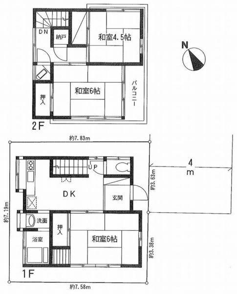 Floor plan. 8.8 million yen, 3DK, Land area 53.36 sq m , 3DK building area 57.41 sq m Japanese-style of the main.