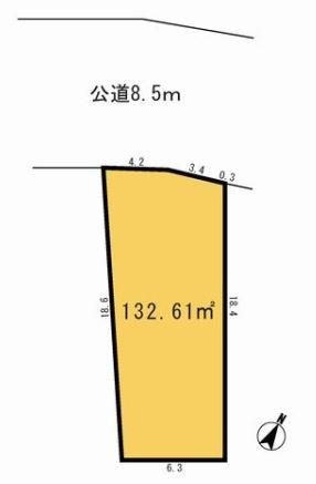 Compartment figure. Land price 32,800,000 yen, Land area 132.61 sq m