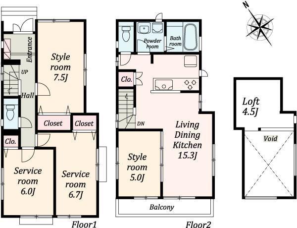 Floor plan. 35,800,000 yen, 2LDK+2S, Land area 90.02 sq m , Building area 92.11 sq m