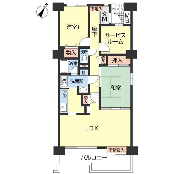 Floor plan. 3LDK, Price 25,800,000 yen, Footprint 74.8 sq m , Balcony area 9.59 sq m square room! !