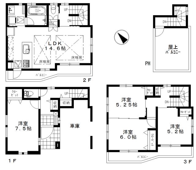 Floor plan. 43,800,000 yen, 4LDK, Land area 60.13 sq m , Building area 107.87 sq m