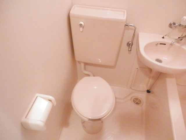 Toilet. There is also a wash basin