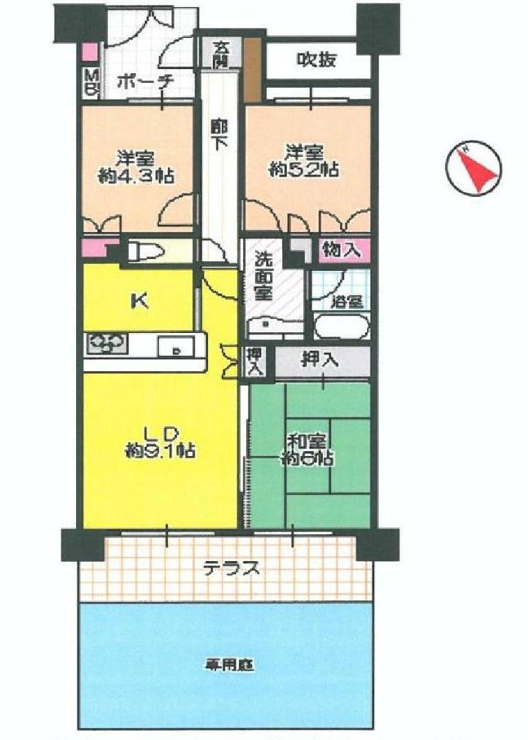 Floor plan. 3LDK, Price 32,900,000 yen, Occupied area 62.98 sq m