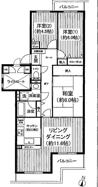 Floor plan. 3LDK, Price 17,990,000 yen, Occupied area 71.53 sq m , Balcony area 11.65 sq m floor plan