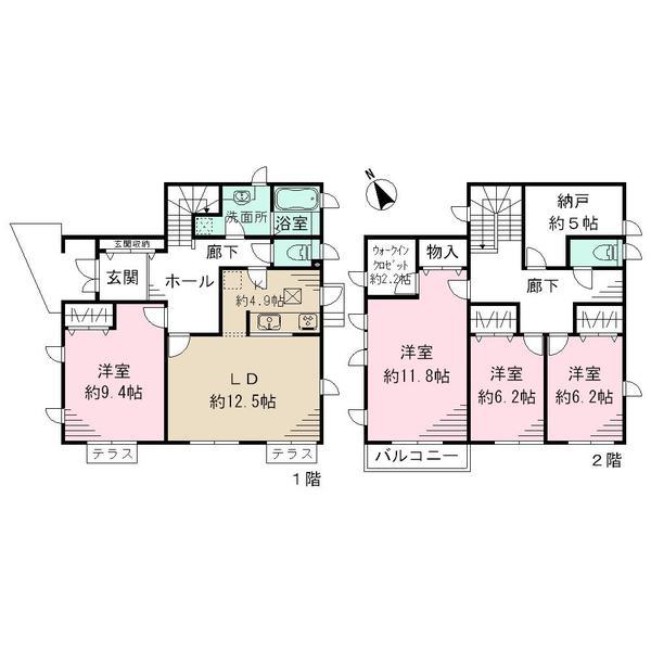 Floor plan. 45 million yen, 4LDK, Land area 162.11 sq m , Building area 147.24 sq m