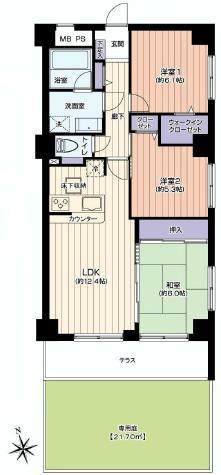 Floor plan. 3LDK, Price 21,800,000 yen, Occupied area 72.54 sq m