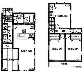 Floor plan. 41,800,000 yen, 4LDK, Land area 115.68 sq m , Building area 93.55 sq m