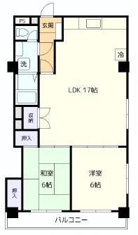 Floor plan. 2LDK, Price 20 million yen, Occupied area 66.69 sq m , Balcony area 6.89 sq m Floor