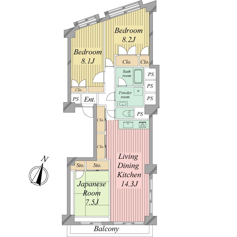 Floor plan. 3LDK, Price 14.8 million yen, Footprint 92.8 sq m , Balcony area 6.3 sq m