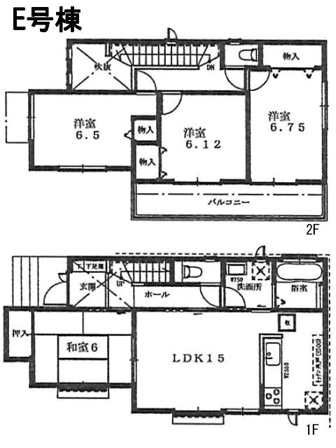 Floor plan. (E Building), Price 33,800,000 yen, 4LDK, Land area 142.09 sq m , Building area 97.7 sq m