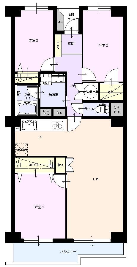 Floor plan. 3LDK, Price 18,800,000 yen, Footprint 70.4 sq m , Balcony area 6.2 sq m